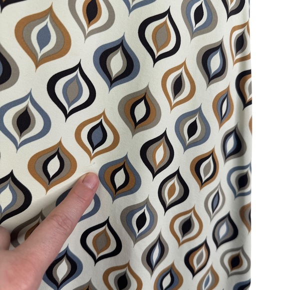 J. McLaughlin Catalina Cloth Retro Mod Knee Length Dress Brown Cream V-Neck Med - Picture 4 of 15